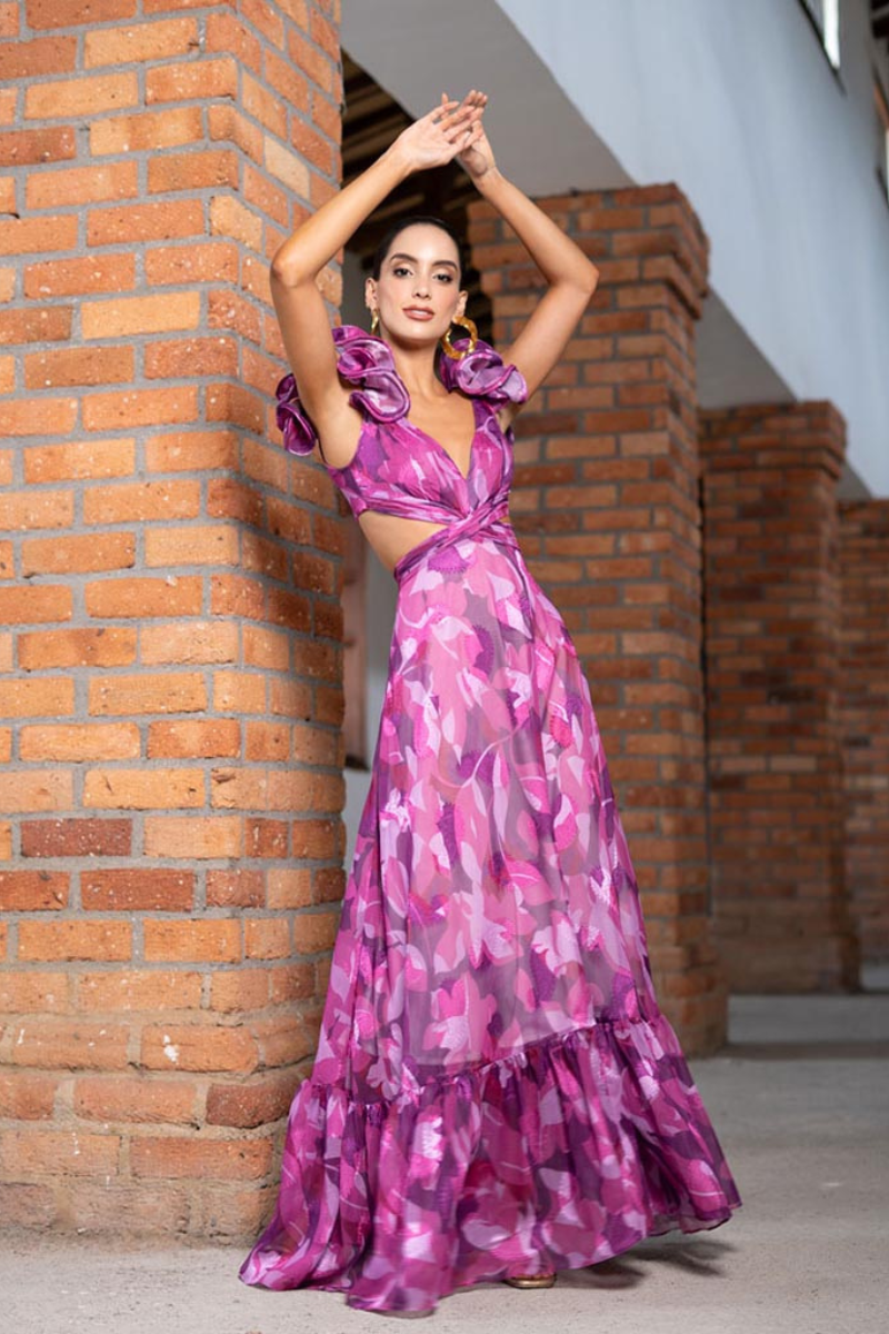 VESTIDO LARGO ABELIA MORADO