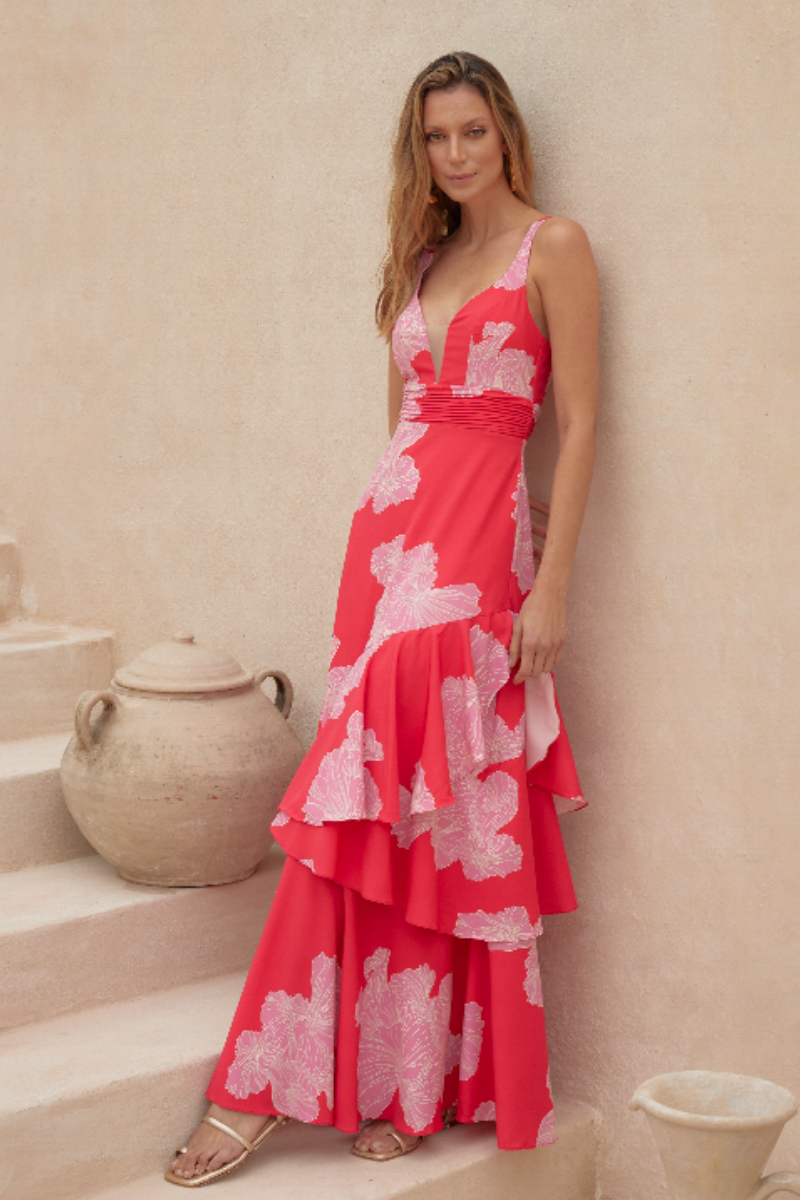 VESTIDO LARGO CARIDAD ROSADO