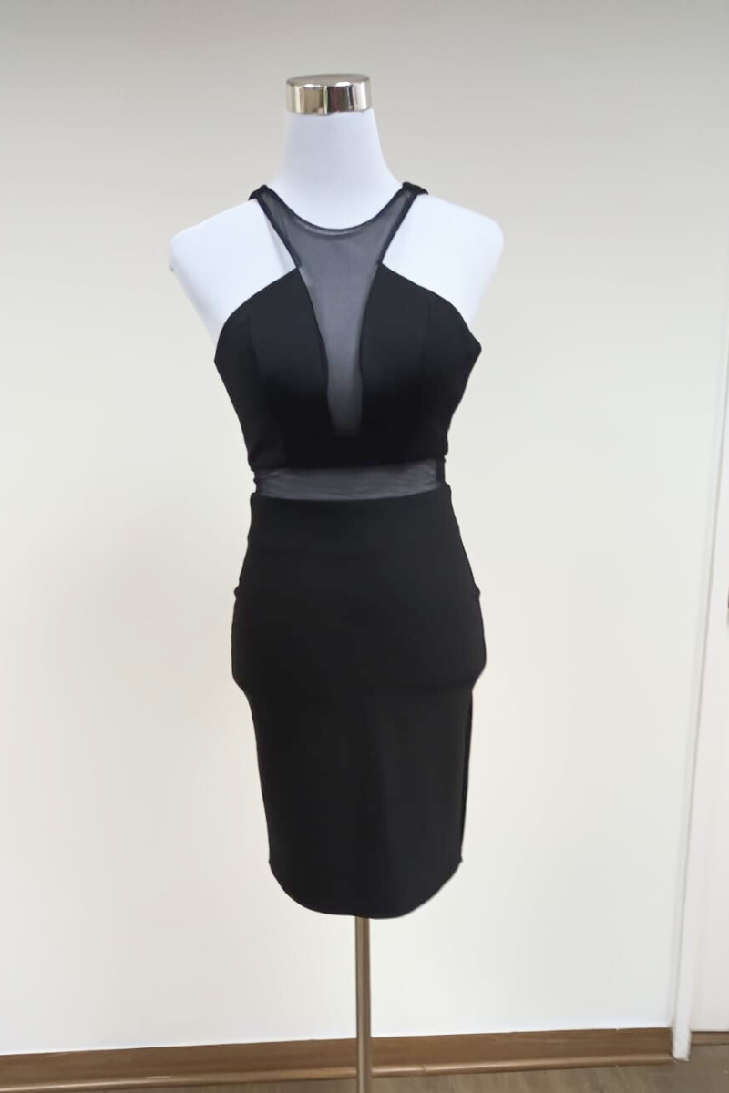 MINI VESTIDO TRANSPARENCIA NEGRO