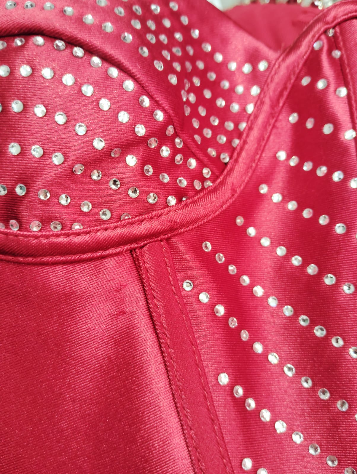 VESTIDO LARGO CORSET TANIA ROJO- CON DETALLE TELA