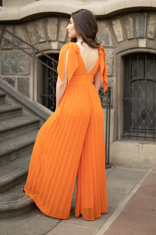 ENTERITO PLISADO JASPE NARANJO