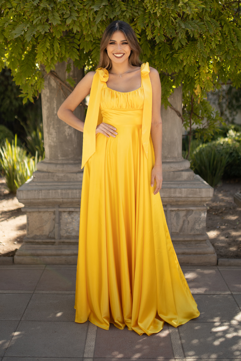 VESTIDO LARGO SATIN BELICE AMARILLO