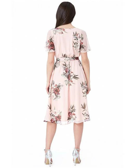 VESTIDO MIDI FLOREADO ROSADO