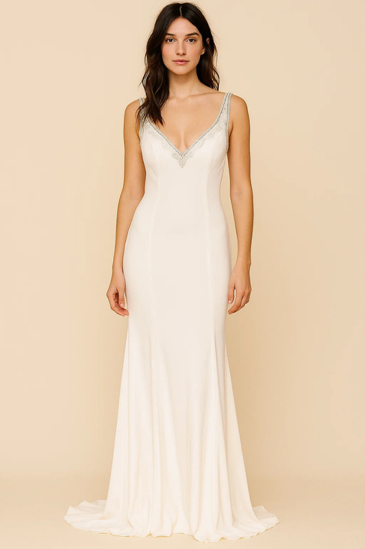 VESTIDO LARGO HOMBROS DESCUBIERTOS BLANCO