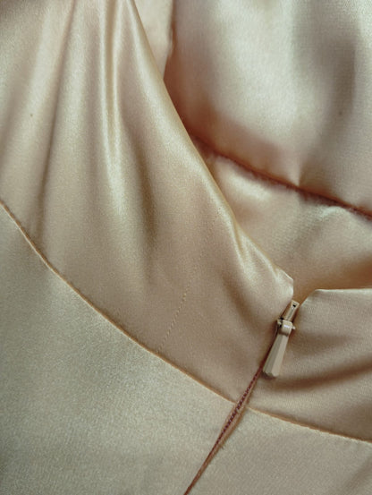 VESTIDO LARGO SATIN BELICE AMARILLO- CON DETALLE EN TELA