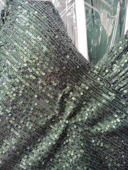VESTIDO LARGO LENTEJUELAS TAMARA VERDE- CON DETALLE EN TELA