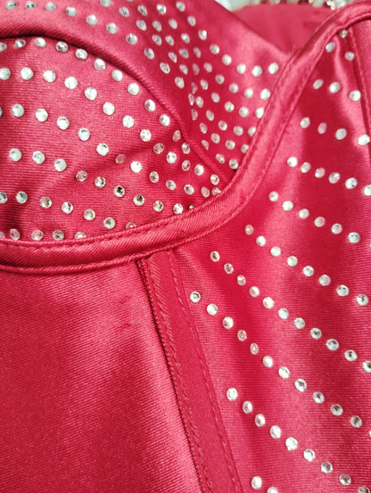 VESTIDO LARGO CORSET TANIA ROJO- CON DETALLE TELA
