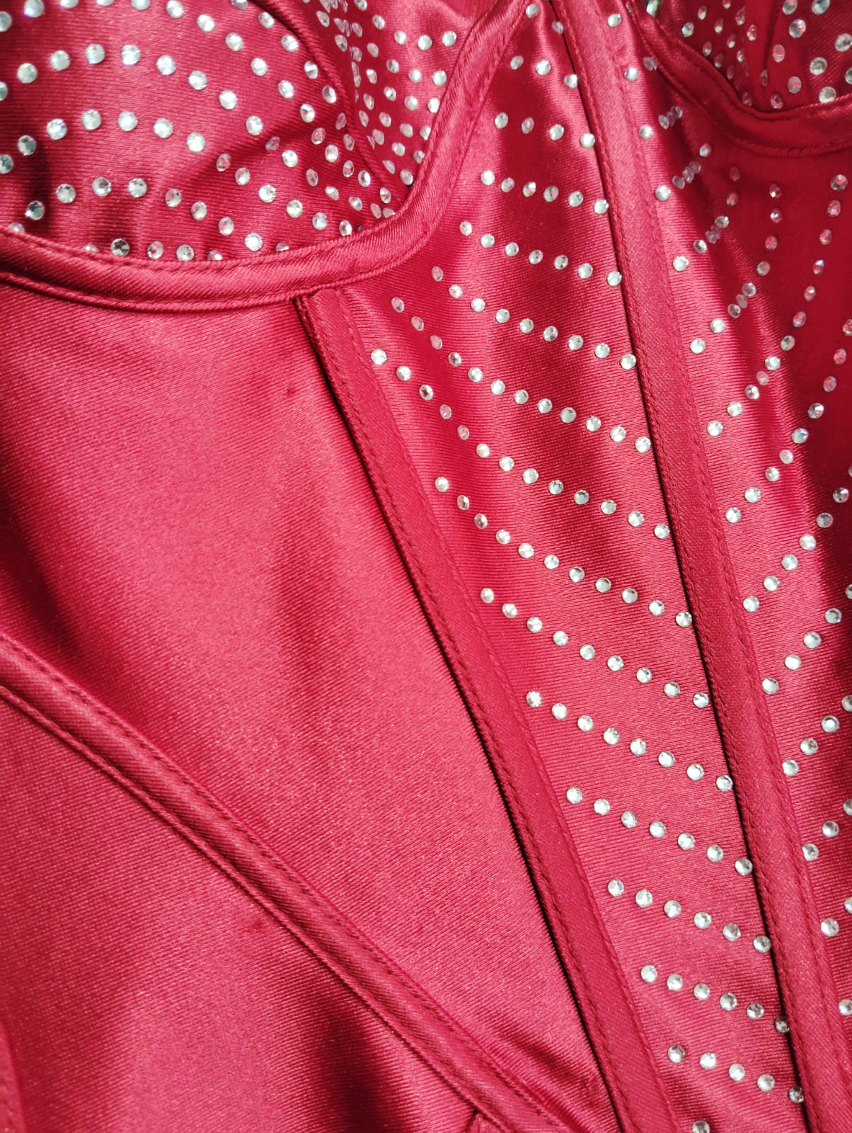VESTIDO LARGO CORSET TANIA ROJO- CON DETALLE TELA