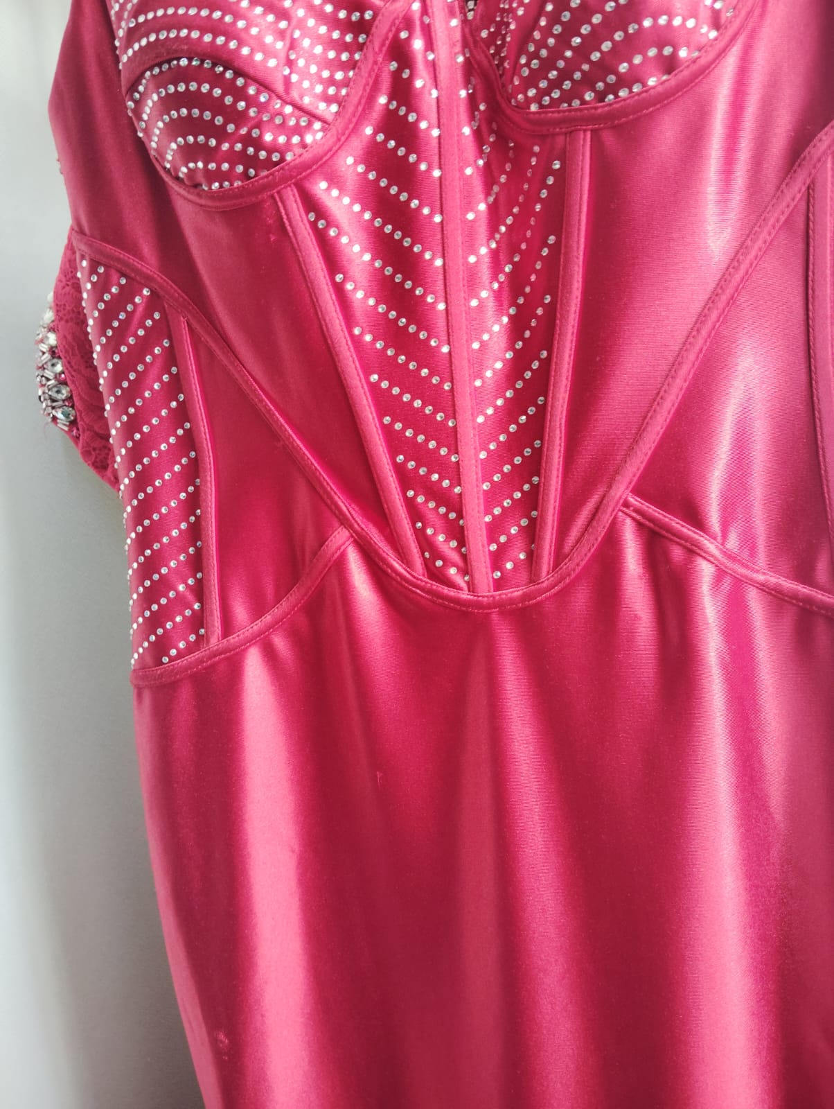 VESTIDO LARGO CORSET TANIA ROJO- CON DETALLE TELA