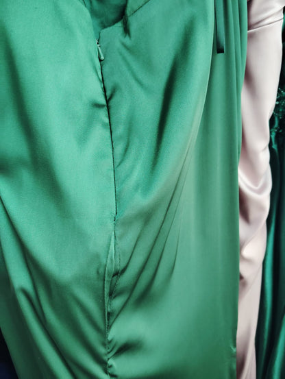 VESTIDO FELISA VERDE- CON DETALLE EN TELA