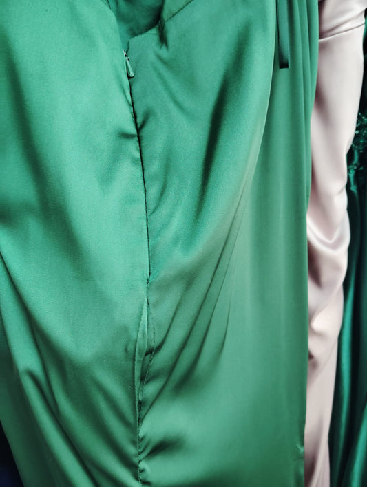 VESTIDO FELISA VERDE- CON DETALLE EN TELA