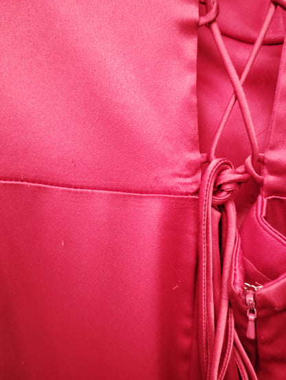 VESTIDO KRIS ROJO- CON DETALLE TELA