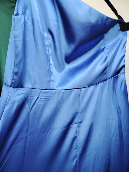 VESTIDO LARGO PALOMA AZUL- CON DETALLE EN TELA