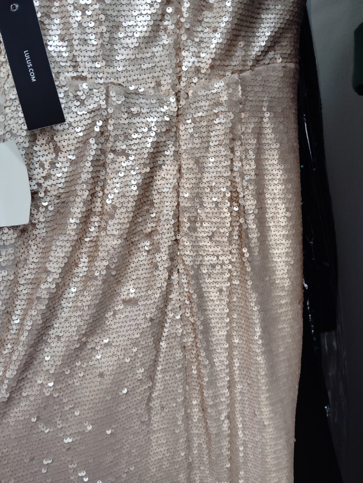 MAXI VESTIDO LENTEJUELAS- CON DETALLE TELA