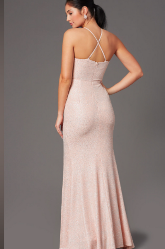 MAXI VESTIDO BRILLOS Y CORTE EN PIERNA