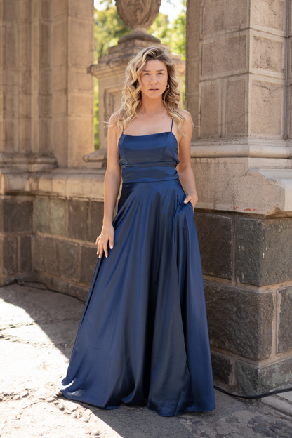 VESTIDO LARGO MYKONOS AZUL