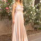 VESTIDO LARGO SATIN FLORA ROSADO