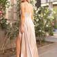 VESTIDO LARGO SATIN FLORA ROSADO