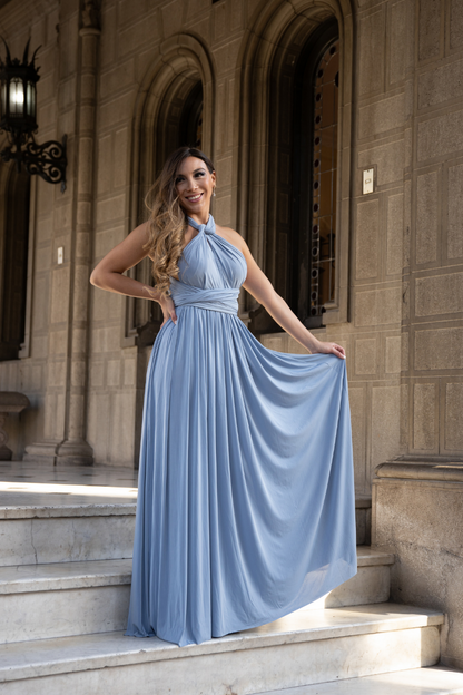 MAXI VESTIDO MULTIFORMA ÁGATA CELESTE