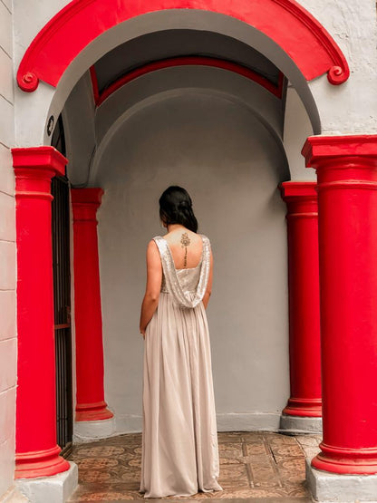 MAXI VESTIDO DE LENTEJUELAS Y GASA
