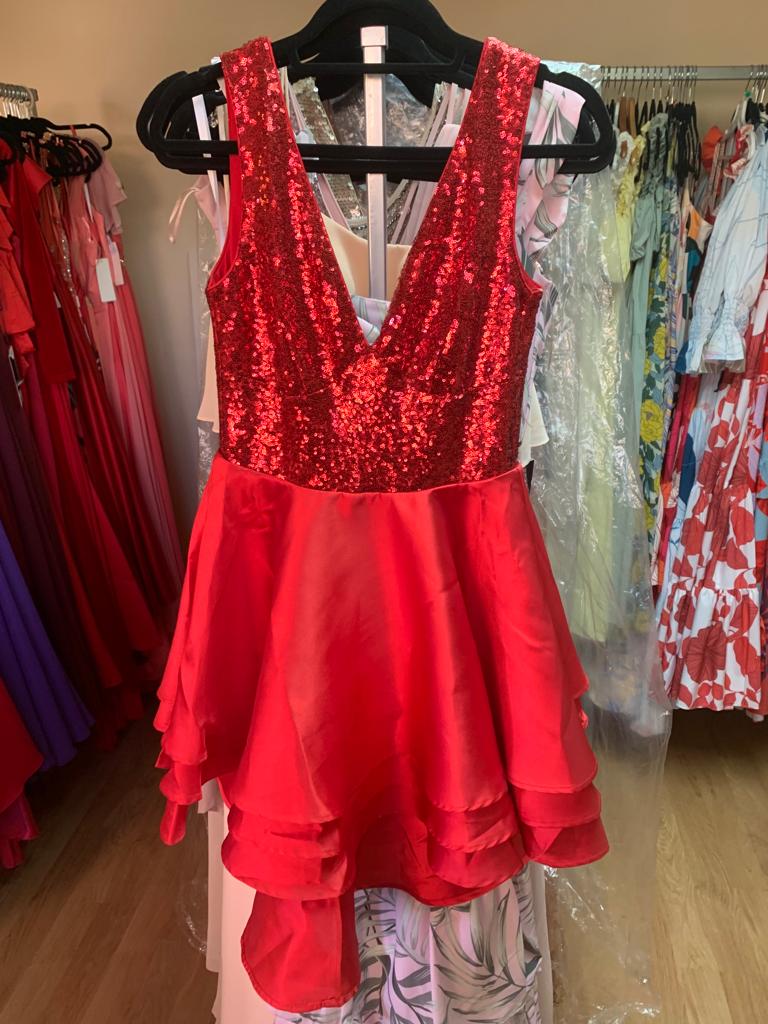 mini vestido rojo faldon